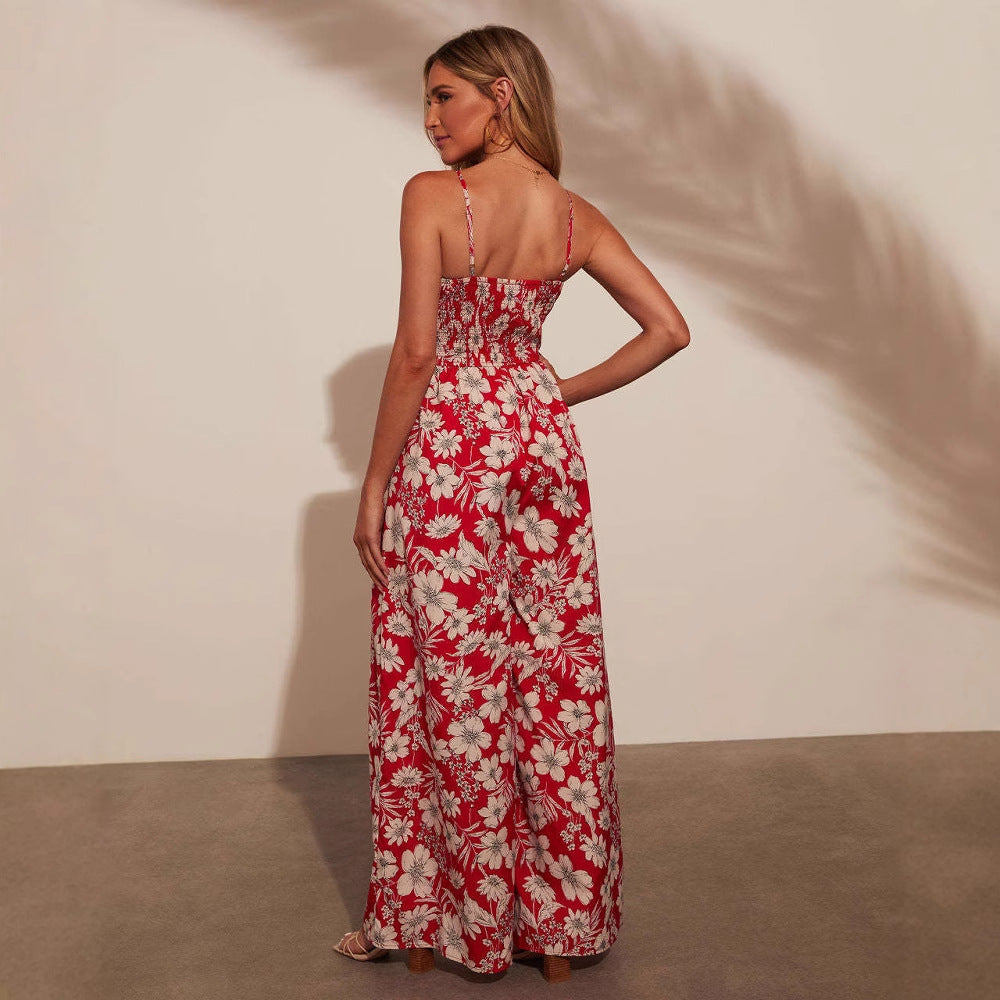 Damen Maxikleid mit Blumenmustern Elegantes Freizeitkleid