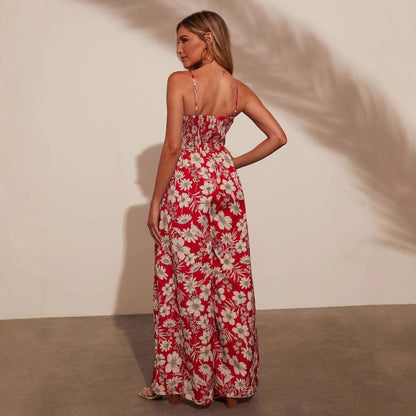 Damen Maxikleid mit Blumenmustern Elegantes Freizeitkleid