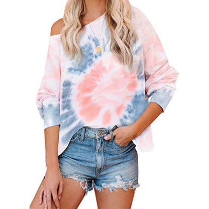Damen Batikbluse Lockere Asymmetrisch Norvielle