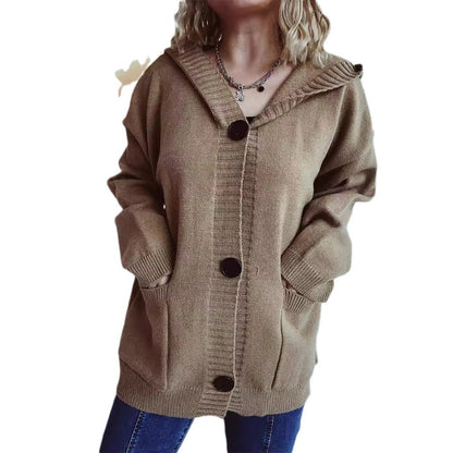Damen Strickjacke mit Kapuze und Taschen Norvielle