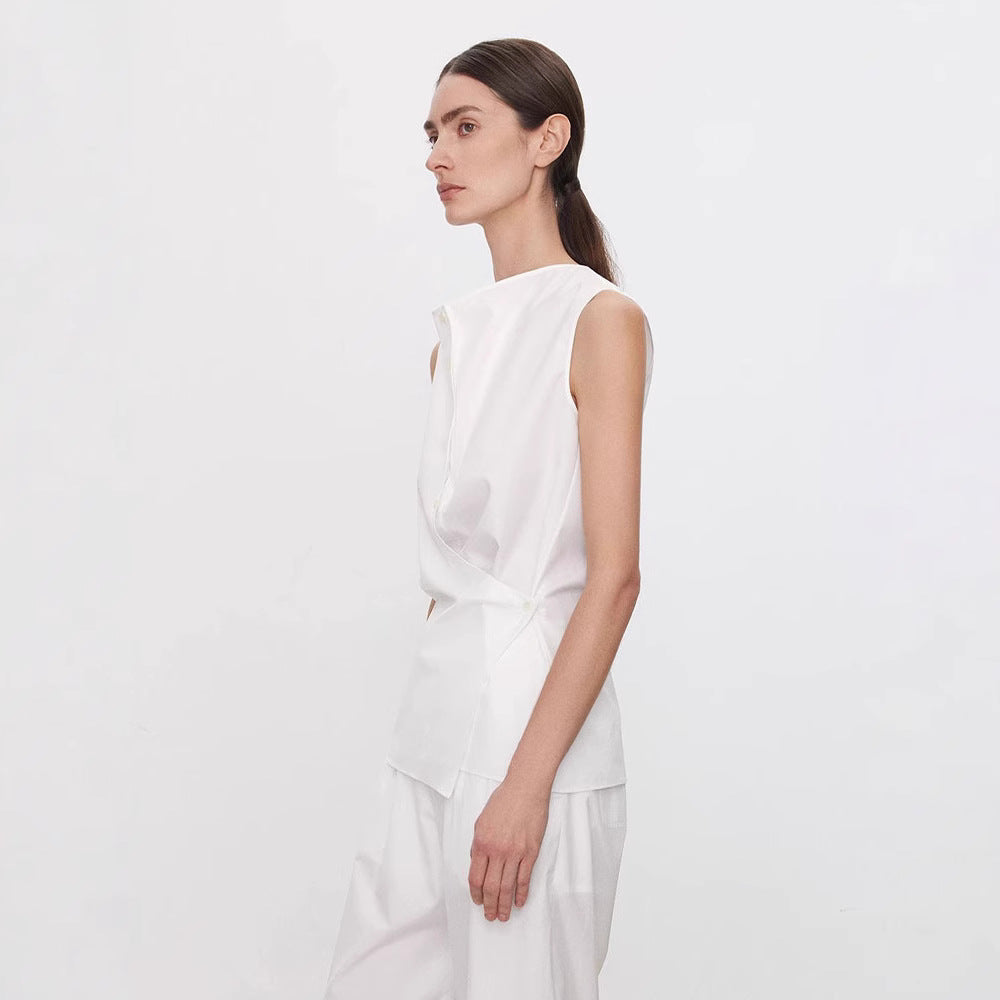 Damen Ärmelloses Hemd Asymmetrisch Norvielle
