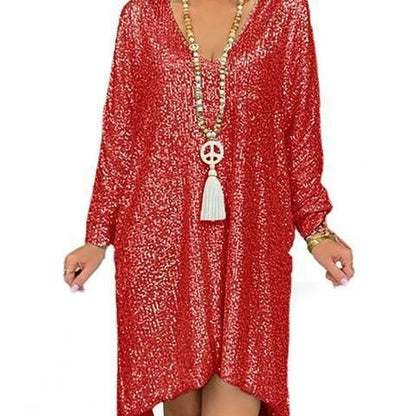 Damen Glitzerndes Kaftan-Kleid Lässiger Schnitt