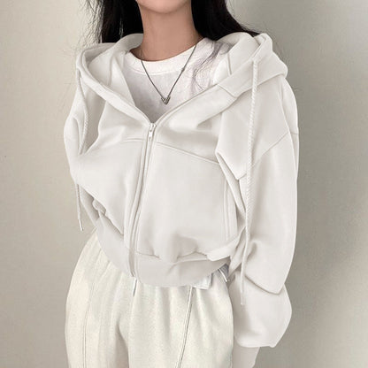 Damen Cropped Hoodie Reißverschluss Lässig