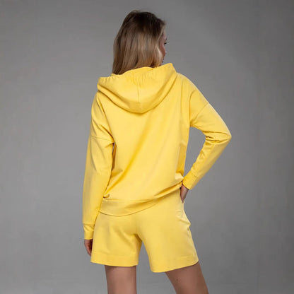 Damen Hoodie Shorts Set mit Kängurutasche Norvielle