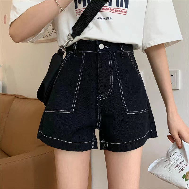 Damen High-Waist Shorts Lässiger Schnitt Praktische Taschen