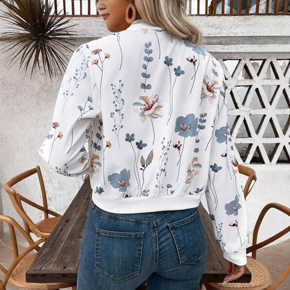 Damen Bomberjacke Floralmuster Elastisch