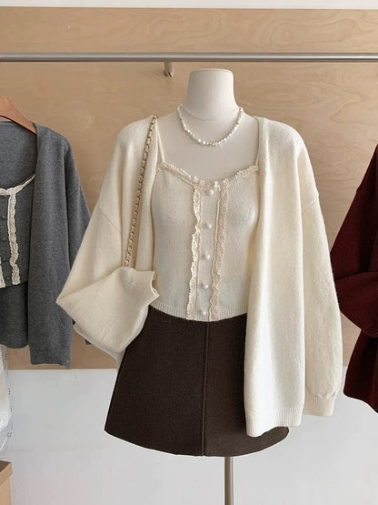 Damen Strickshirt Spitzenbesatz Lässiger Schnitt Norvielle