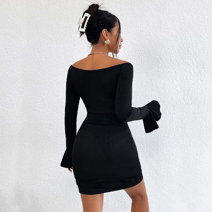 Damen Minikleid V-Ausschnitt Schmalrock Norvielle