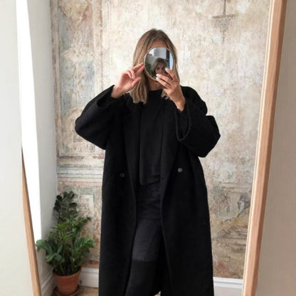 Damen Wollmantel Oversized Klassisches Revers Norvielle