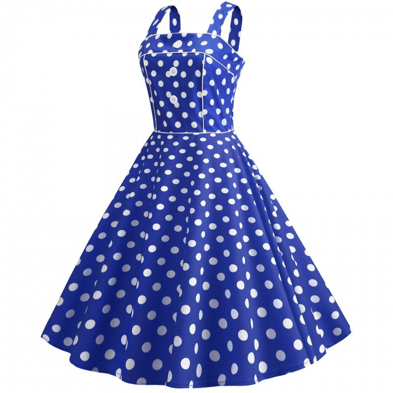 Damen Swingkleid Polka Dots Baumwolle Weiß