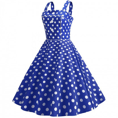 Damen Swingkleid Polka Dots Baumwolle Weiß
