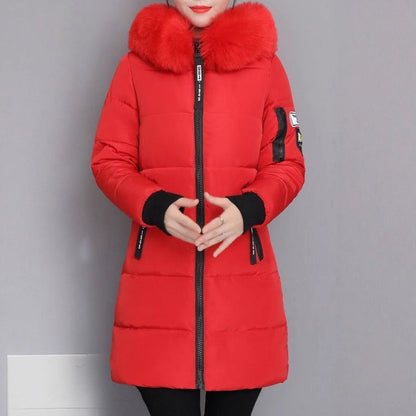 Damen Steppjacke Langärmelig Abnehmbarer Kunstfellkragen