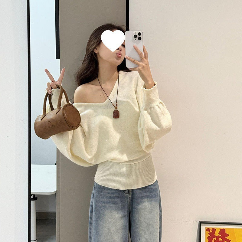 Damen Pullover V-Ausschnitt Bindegürtel Norvielle