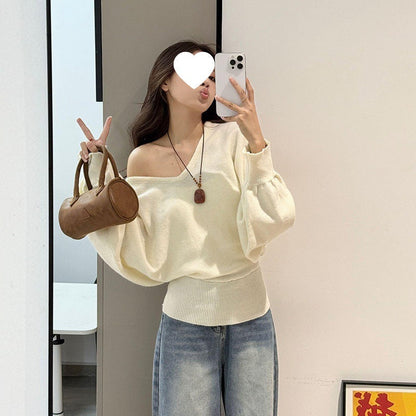 Damen Pullover V-Ausschnitt Bindegürtel Norvielle