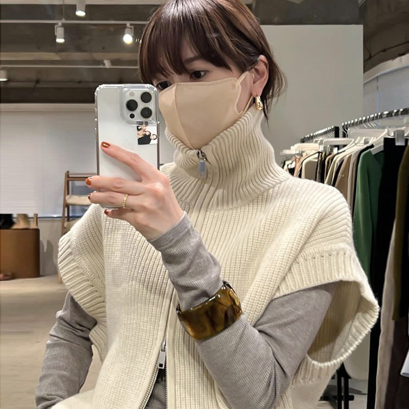 Damen Strickponcho Kuscheler mit hohem Kragen Norvielle - Norvielle