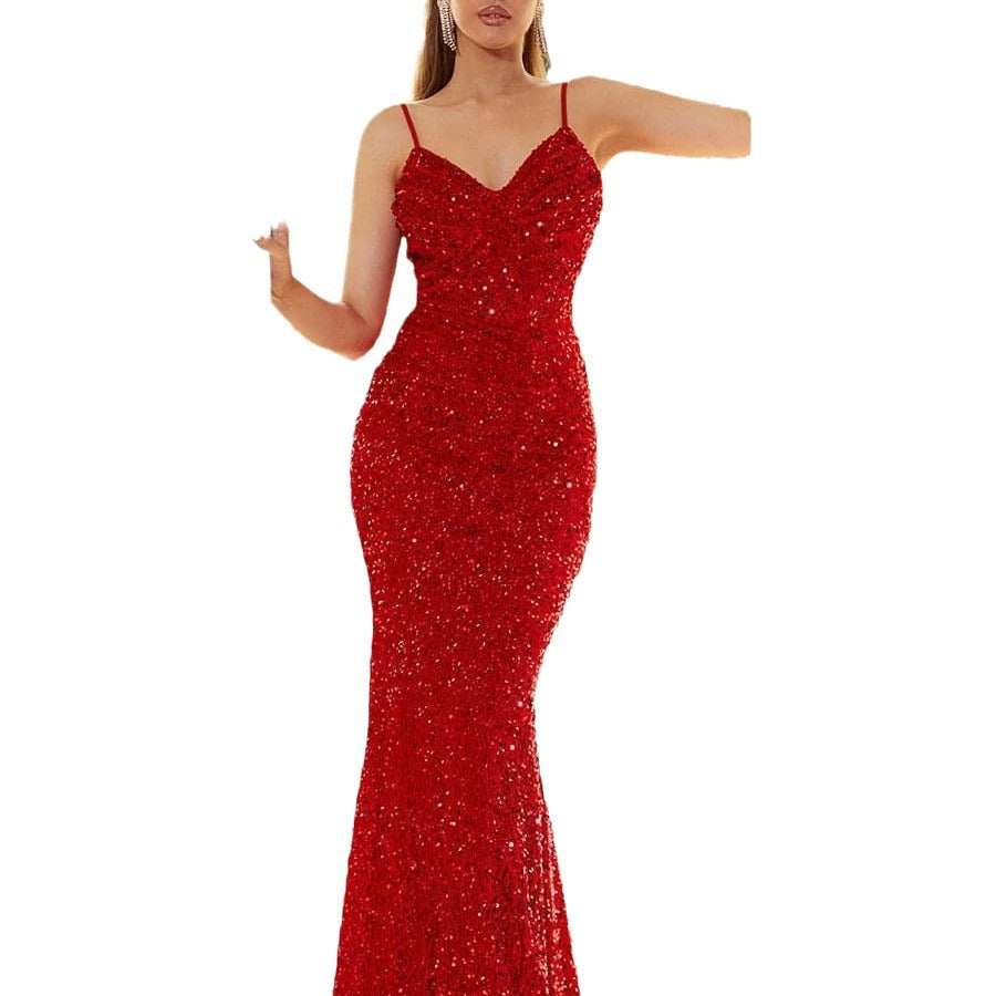 Damen Abendkleid Herzförmiger Ausschnitt Pailletten Norvielle