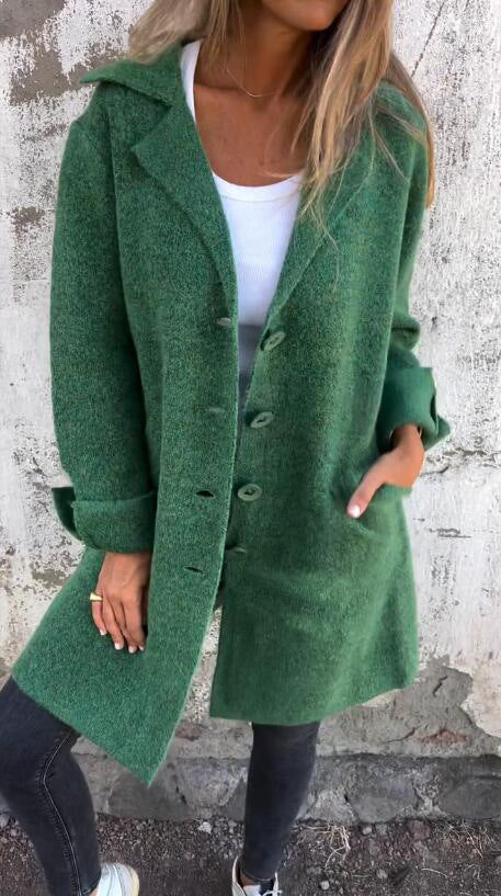Damen Wolljacke Oversize Lang