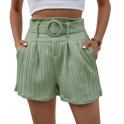 Damen Faltenshorts Verstellbarer Taillengürtel Norvielle