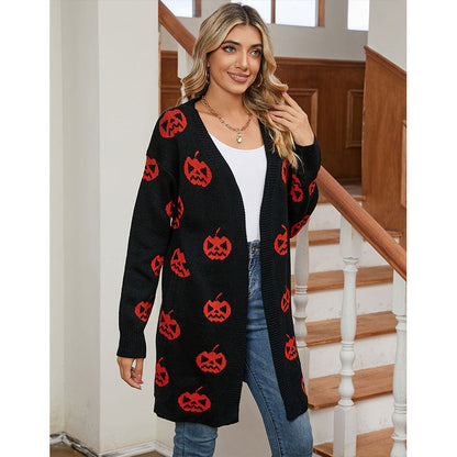 Damen Strickjacke Halloween-Motiv Norvielle - Norvielle