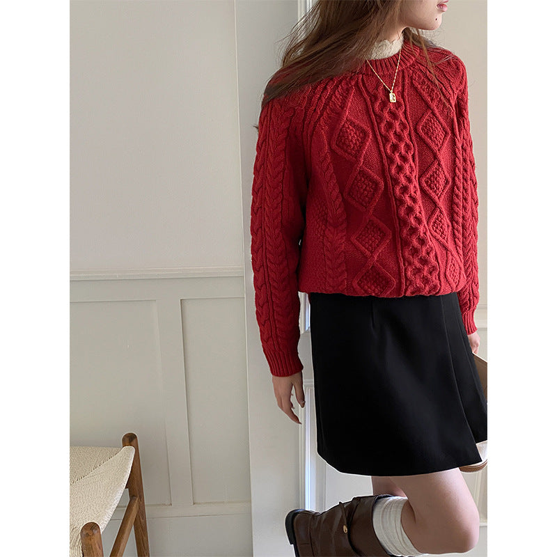 Damen Grobstrickpullover Zopfmuster Norvielle