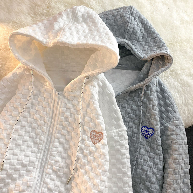 Damen Kapuzenjacke Strukturiertes Material Praktische Taschen