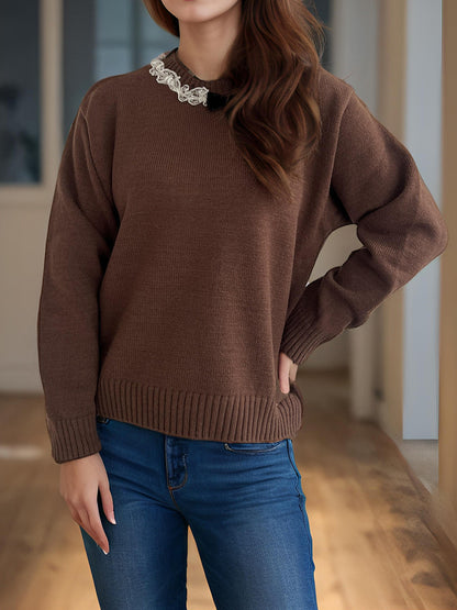 Damen Strickpullover Rüschendetails Norvielle
