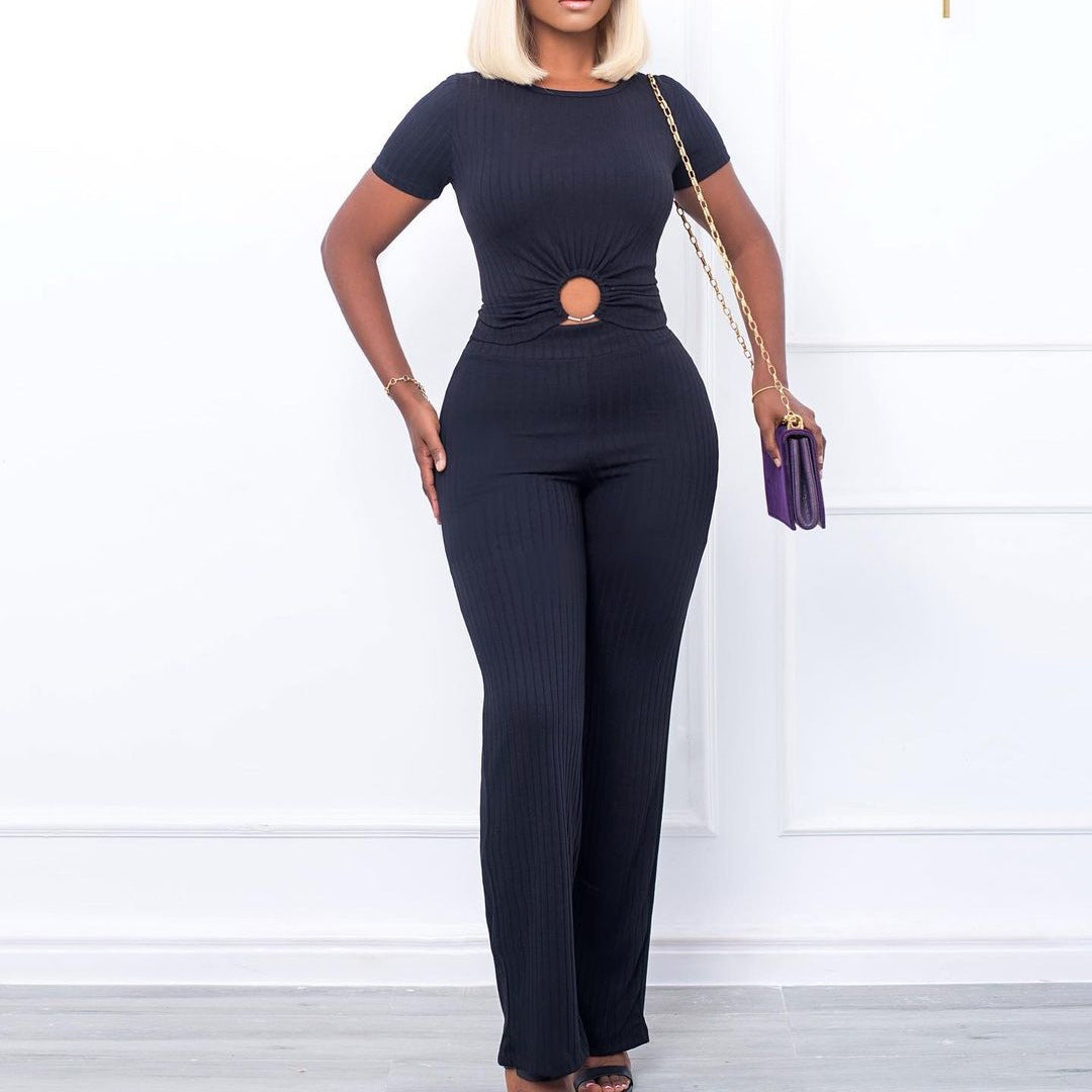 Damen Jumpsuit Hochgeschnitten Schlitz Norvielle