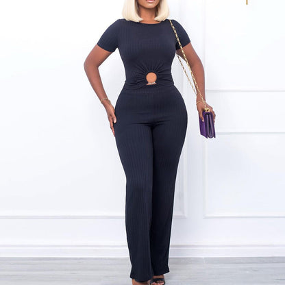 Damen Jumpsuit Hochgeschnitten Schlitz Norvielle