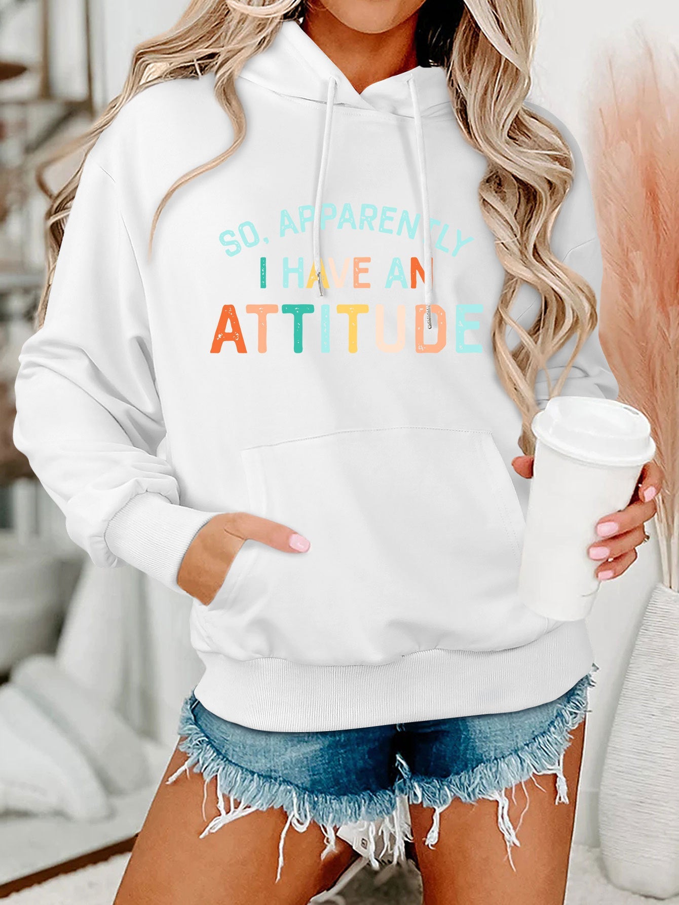 Damen Kapuzenpullover Lässig Mit Schriftzug Norvielle
