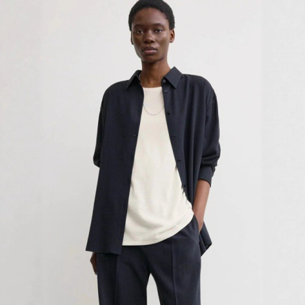 Damen Oversized Hemdbluse Moderner Schnitt Lässig Weiß