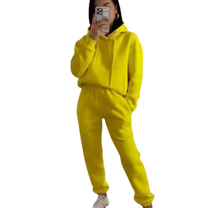 Damen Fleece-Joggingset mit Kapuze Elastisch Norvielle