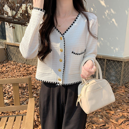 Damen Strickjacke Baumwolle Knöpfe