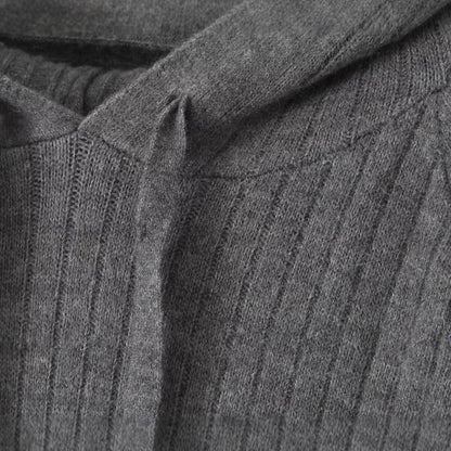 Damen Strickhoodiekleid Kapuze Rippenmuster Norvielle