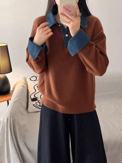 Damen Pullover Sportlicher Kragen Norvielle