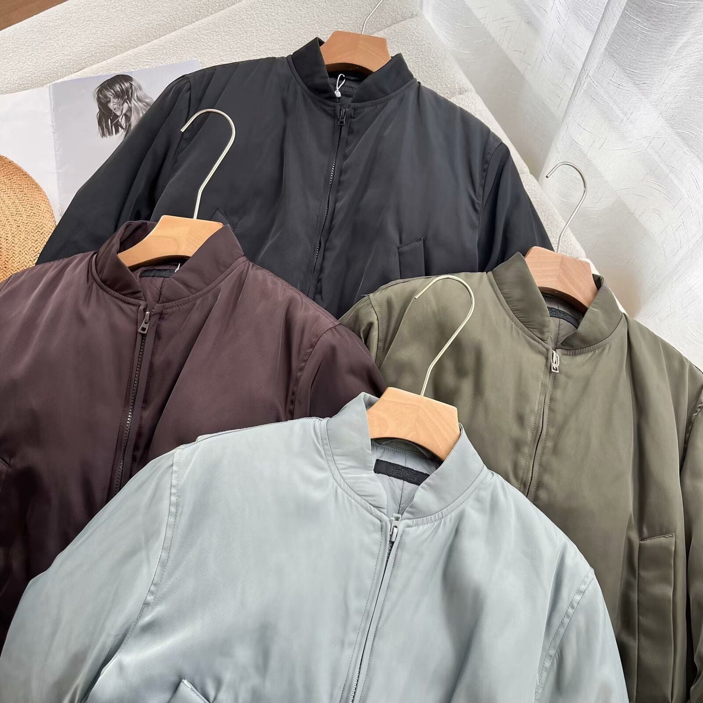 Damen Bomberjacke Sportlich Hochkragen Bequeme Seitentaschen