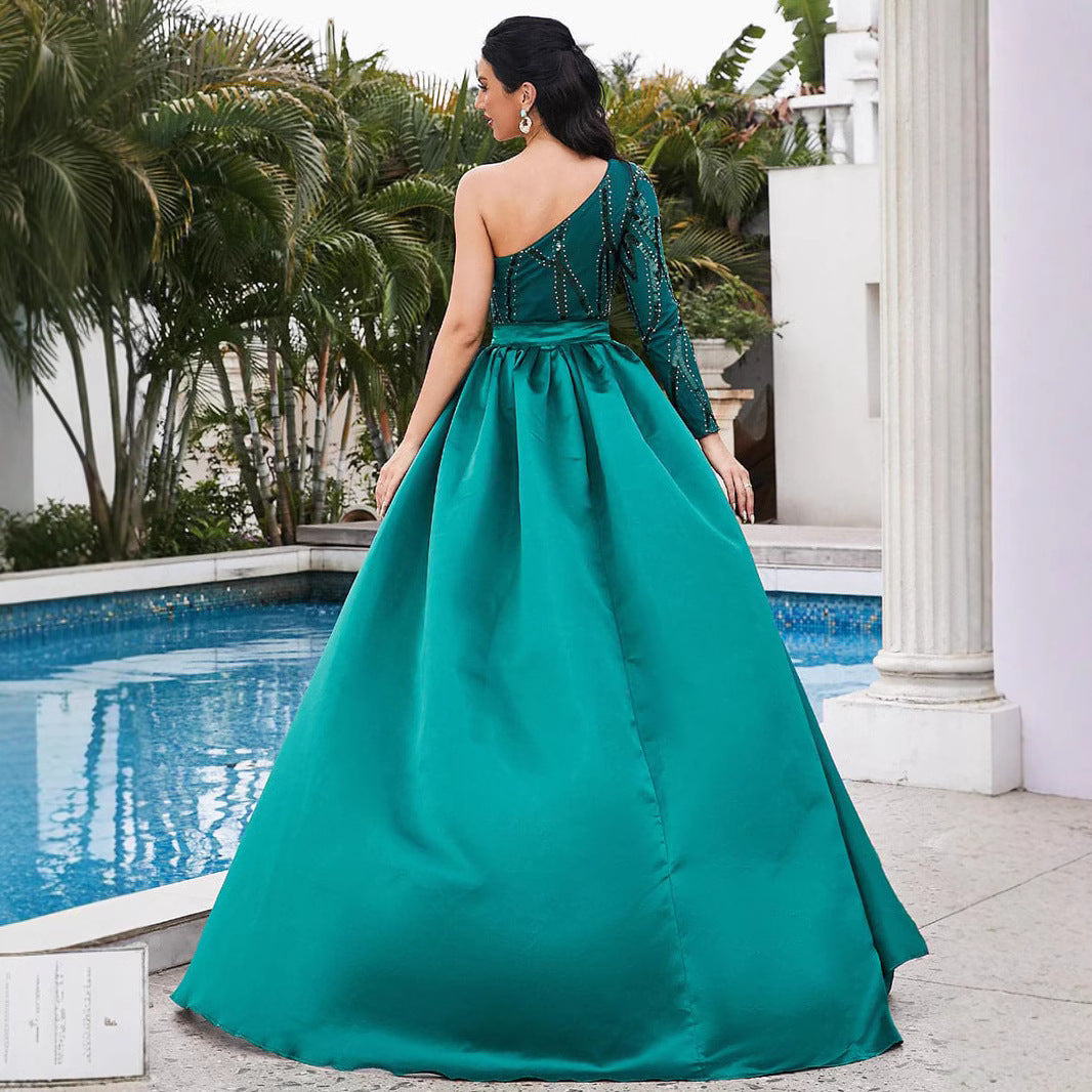 Damen Maxikleid Glitzernd Cape Elegant
