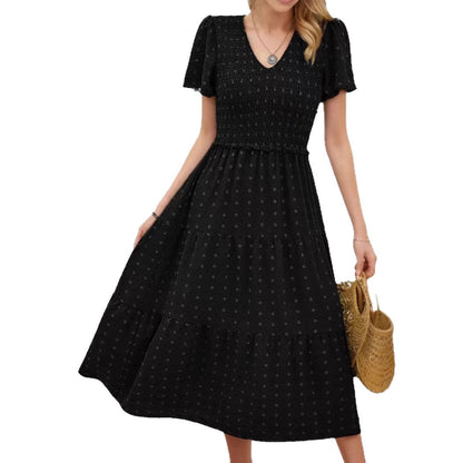 Damen Midi-Kleid Elastisch Rüschen Norvielle