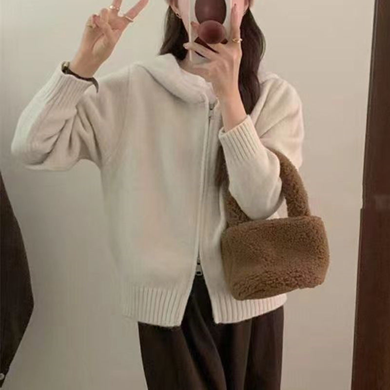 Damen Strickjacke Lässig Kordel Details Beige