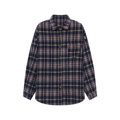 Damen Karierte Freizeitjacke Weiches Futter -Weiß