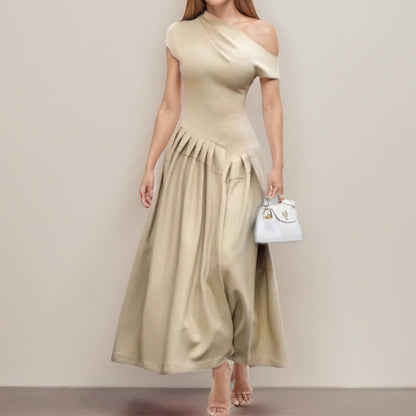 Damen Asymmetrisches Wickelmaxikleid Strukturiert Norvielle