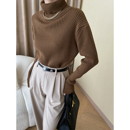 Damen Rollkragenpullover Ribbstrick Norvielle
