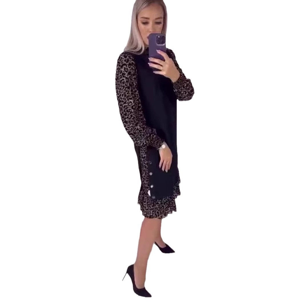 Damenkleid Elegantes Rüschenkleid mit Knöpfen