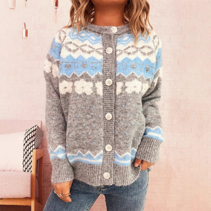 Damen Strickjacke Norweger-Muster Kuschelig Norvielle