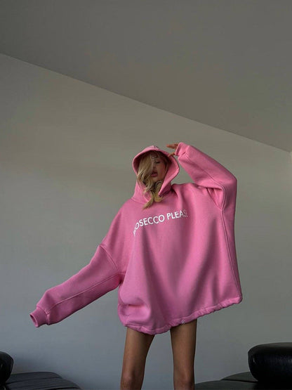 Damen Oversized Hoodie mit Kordelzug und Rippbündchen Norvielle
