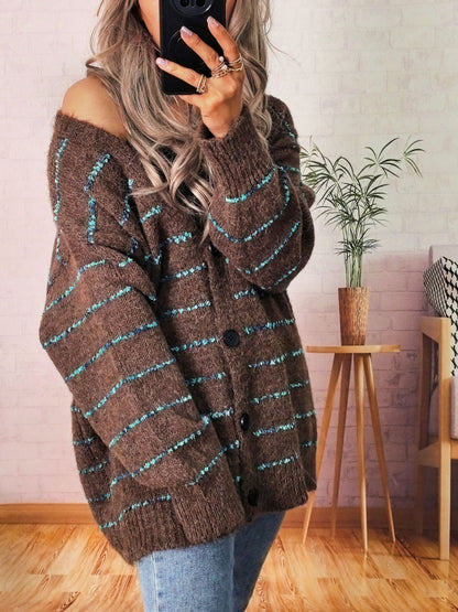 Damen Strickjacke Kontraststreifen Norvielle