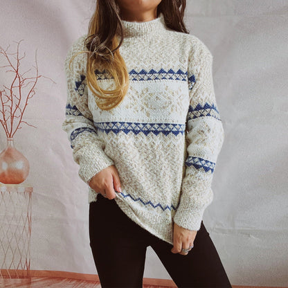 Damen Pullover Gestrickt Geometrisches Muster Norvielle