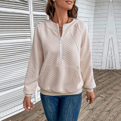 Damen Sweatpullover Reißverschluss Piqué-Muster Norvielle - Norvielle
