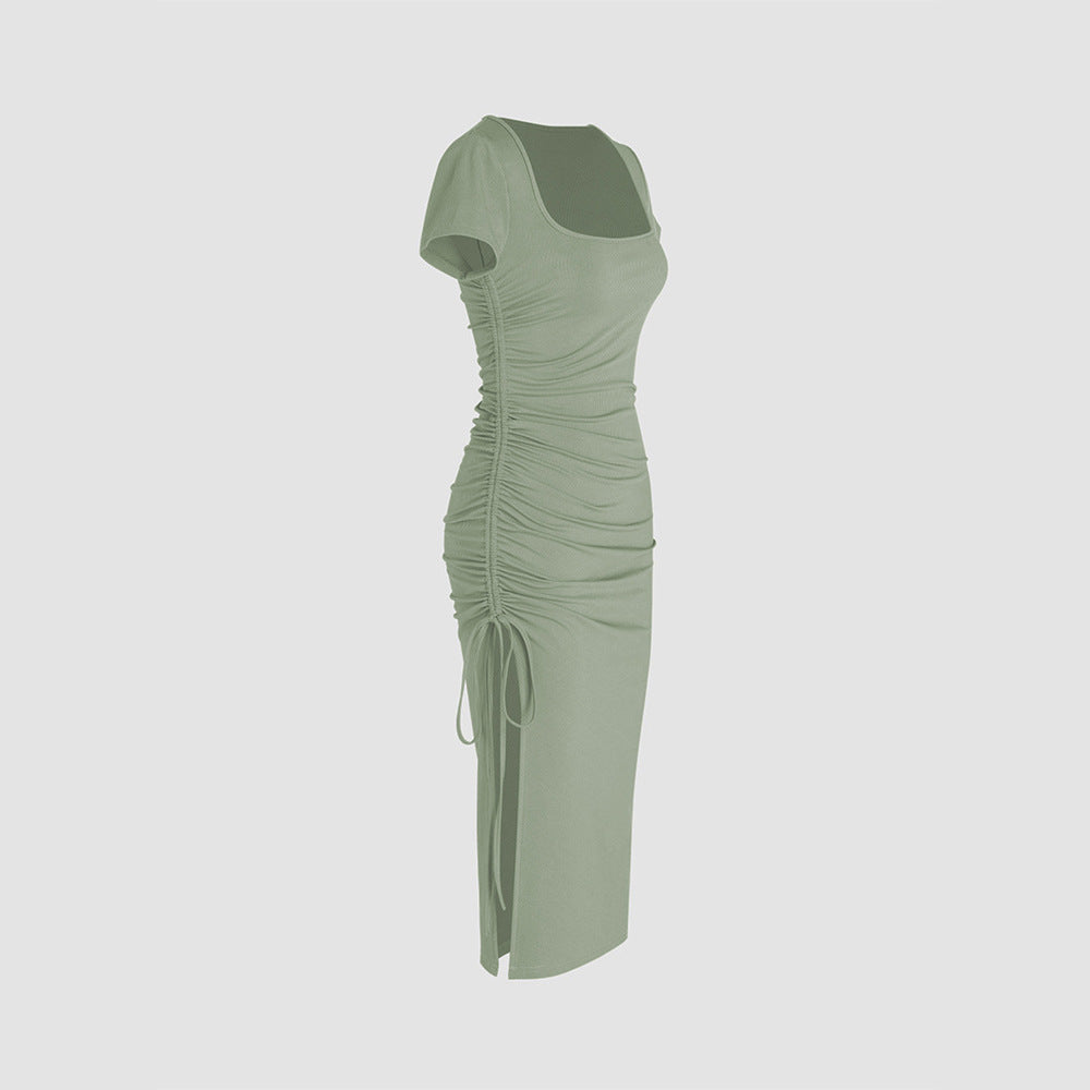 Damen Midi-Kleid Figurbetont Seiden Norvielle Schwarz - Norvielle
