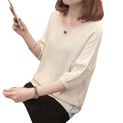 Damen Strickpullover Häkelmuster Norvielle
