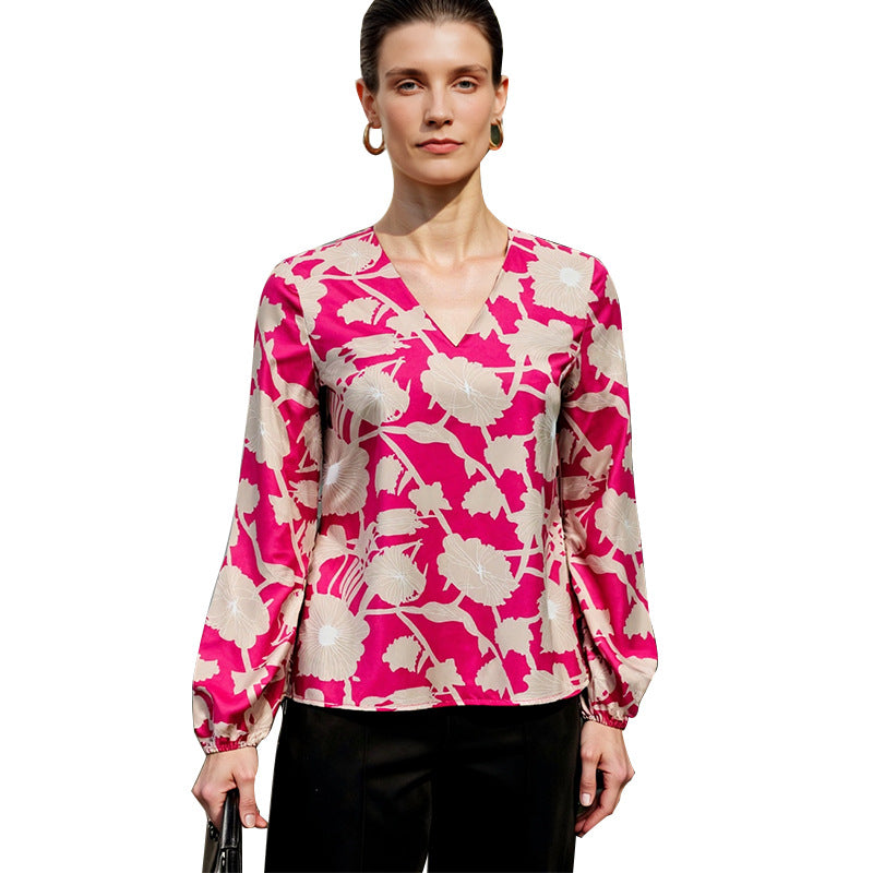 Damen Bluse Floralmuster Weiches Viskose